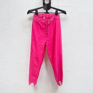 Vintage Woman's Kaelin Ski Stirrup Pants Shiny Fuchsia Size 8 Late80s Early90s